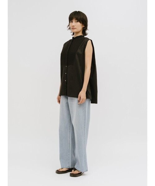 MIDIUMISOLID(ミディウミソリッド)の「MIDIUMISOLID for Ladies レース付きワイドシャツ(シャツ/ブラウス・レディース・ブラック/オフホワイト・FREE)」の10枚目の写真