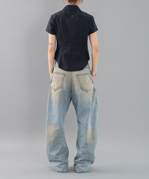CONZ(コンズ)の「fitted zip up shirt short sleeve(シャツ/ブラウス・レディース・ネイビー/カーキ/ダークグレー・1/2)」の19枚目の写真