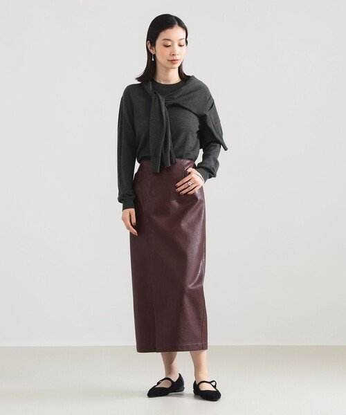 Demi-Luxe BEAMS(デミルクス ビームス)の「AK+1 / フェイクレザー スカート(スカート・レディース・ブラック/ワイン・36/38)」の18枚目の写真