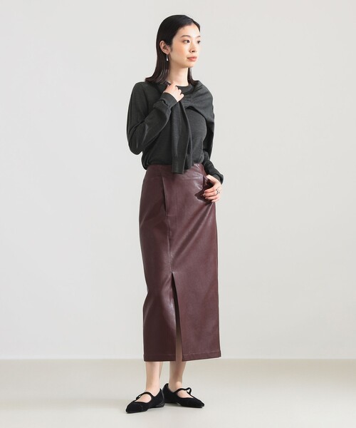 Demi-Luxe BEAMS(デミルクス ビームス)の「AK+1 / フェイクレザー スカート(スカート・レディース・ブラック/ワイン・36/38)」の19枚目の写真