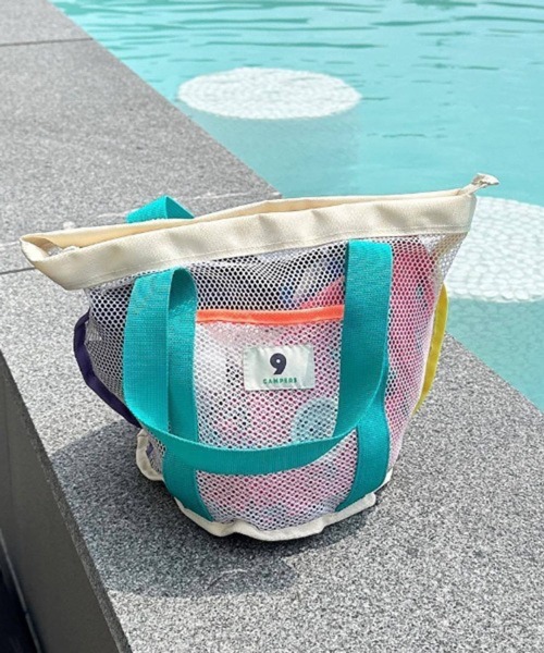 Pochi Pouch(ポチポーチ)の「Pochi Pouch/アクティブ メッシュ ビーチバッグ(ハンドバッグ・レディース・イエロー系/ブルー系/ホワイト系・FREE)」の2枚目の写真