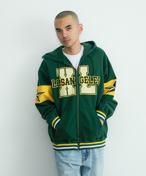 XLARGE(エクストララージ)の「VARSITY ZIP HOODED SWEATSHIRT(パーカー・メンズ・グリーン/ブラック/ブラウン・XL/L/M/S)」の3枚目の写真