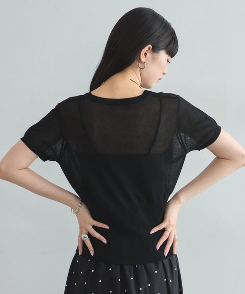 &. NOSTALGIA(アンドドットノスタルジア)の「裾ボタン半袖プルオーバー(ニット/セーター・レディース・バーガンディー/ブラック・M)」の13枚目の写真