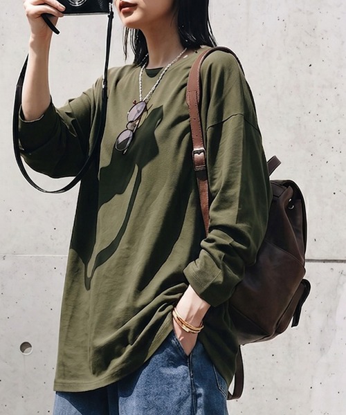 antiqua(アンティカ)の「綿100 汗染み防止 クルーネック ロンT(Tシャツ/カットソー・レディース・ダークグレー/ピンク系その他/ライム/ブルー/ブラウン系その他/杢グレー/ネイビー/ホワイト/グレイッシュベージュ/ピンク系その他2/ブラック/カーキ・M/L/XL)」の8枚目の写真