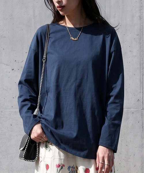 antiqua(アンティカ)の「綿100 汗染み防止 クルーネック ロンT(Tシャツ/カットソー・レディース・ダークグレー/ピンク系その他/ライム/ブルー/ブラウン系その他/杢グレー/ネイビー/ホワイト/グレイッシュベージュ/ピンク系その他2/ブラック/カーキ・M/L/XL)」の10枚目の写真