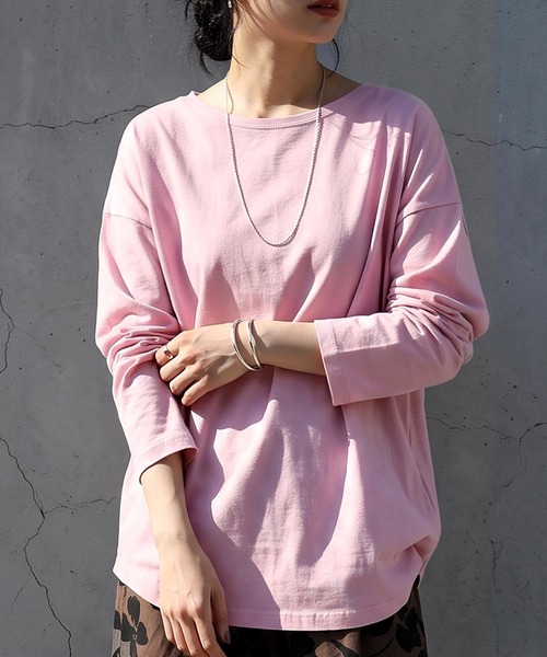 antiqua(アンティカ)の「綿100 汗染み防止 クルーネック ロンT(Tシャツ/カットソー・レディース・ダークグレー/ピンク系その他/ライム/ブルー/ブラウン系その他/杢グレー/ネイビー/ホワイト/グレイッシュベージュ/ピンク系その他2/ブラック/カーキ・M/L/XL)」の12枚目の写真