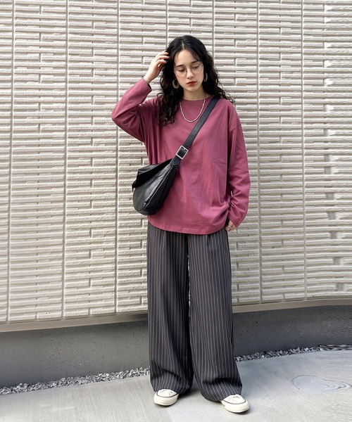 antiqua(アンティカ)の「綿100 汗染み防止 クルーネック ロンT(Tシャツ/カットソー・レディース・ダークグレー/ピンク系その他/ライム/ブルー/ブラウン系その他/杢グレー/ネイビー/ホワイト/グレイッシュベージュ/ピンク系その他2/ブラック/カーキ・M/L/XL)」の15枚目の写真
