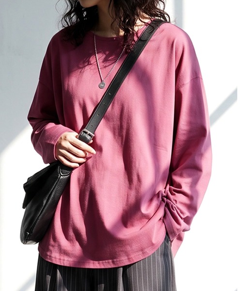 antiqua(アンティカ)の「綿100 汗染み防止 クルーネック ロンT(Tシャツ/カットソー・レディース・ダークグレー/ピンク系その他/ライム/ブルー/ブラウン系その他/杢グレー/ネイビー/ホワイト/グレイッシュベージュ/ピンク系その他2/ブラック/カーキ・M/L/XL)」の14枚目の写真