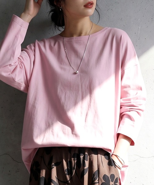 antiqua(アンティカ)の「綿100 汗染み防止 クルーネック ロンT(Tシャツ/カットソー・レディース・ダークグレー/ピンク系その他/ライム/ブルー/ブラウン系その他/杢グレー/ネイビー/ホワイト/グレイッシュベージュ/ピンク系その他2/ブラック/カーキ・M/L/XL)」の18枚目の写真