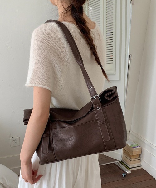 Miniministore(ミニミニストア)の「韓国風トートバッグミニマルボストンバッグ(トートバッグ・レディース・オフホワイト/ピンク/ライトブルー/ブラック/ブラウン・FREE)」の4枚目の写真