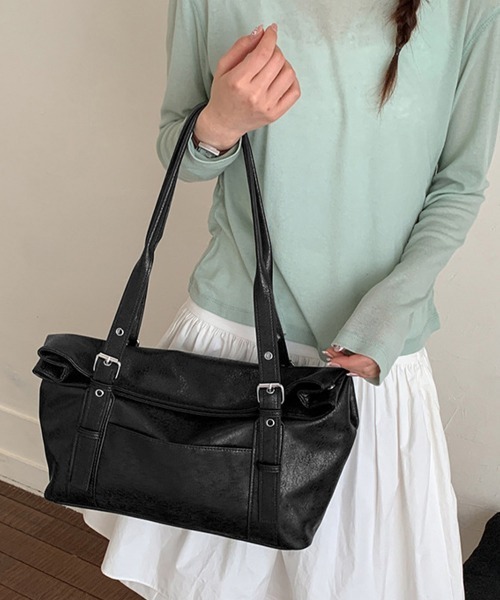 Miniministore(ミニミニストア)の「韓国風トートバッグミニマルボストンバッグ(トートバッグ・レディース・オフホワイト/ピンク/ライトブルー/ブラック/ブラウン・FREE)」の6枚目の写真
