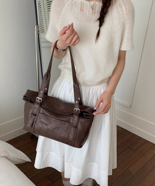 Miniministore(ミニミニストア)の「韓国風トートバッグミニマルボストンバッグ(トートバッグ・レディース・オフホワイト/ピンク/ライトブルー/ブラック/ブラウン・FREE)」の10枚目の写真