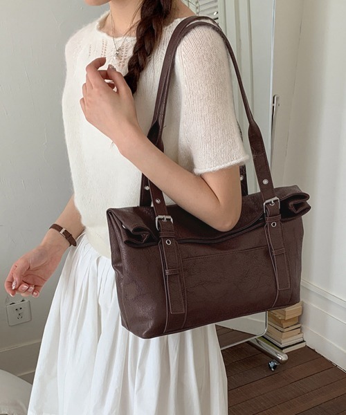 Miniministore(ミニミニストア)の「韓国風トートバッグミニマルボストンバッグ(トートバッグ・レディース・オフホワイト/ピンク/ライトブルー/ブラック/ブラウン・FREE)」の11枚目の写真