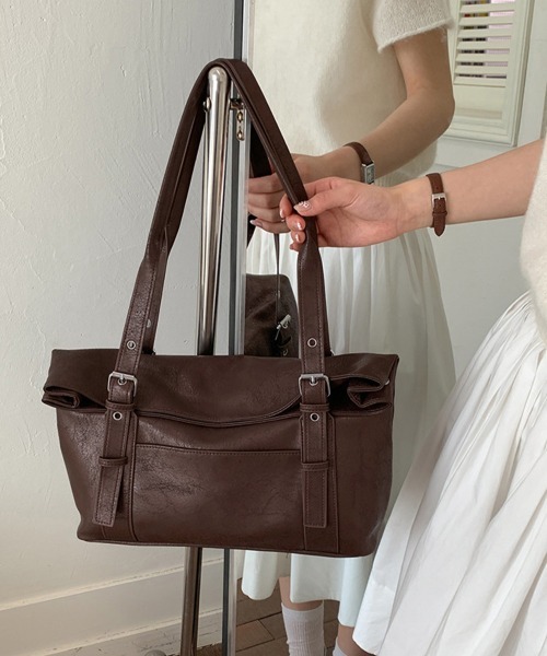 Miniministore(ミニミニストア)の「韓国風トートバッグミニマルボストンバッグ(トートバッグ・レディース・オフホワイト/ピンク/ライトブルー/ブラック/ブラウン・FREE)」の12枚目の写真