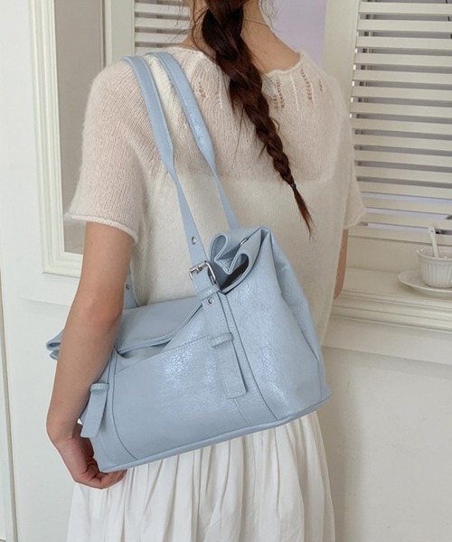 Miniministore(ミニミニストア)の「韓国風トートバッグミニマルボストンバッグ(トートバッグ・レディース・オフホワイト/ピンク/ライトブルー/ブラック/ブラウン・FREE)」の13枚目の写真