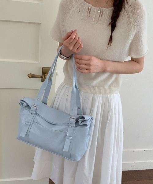 Miniministore(ミニミニストア)の「韓国風トートバッグミニマルボストンバッグ(トートバッグ・レディース・オフホワイト/ピンク/ライトブルー/ブラック/ブラウン・FREE)」の14枚目の写真