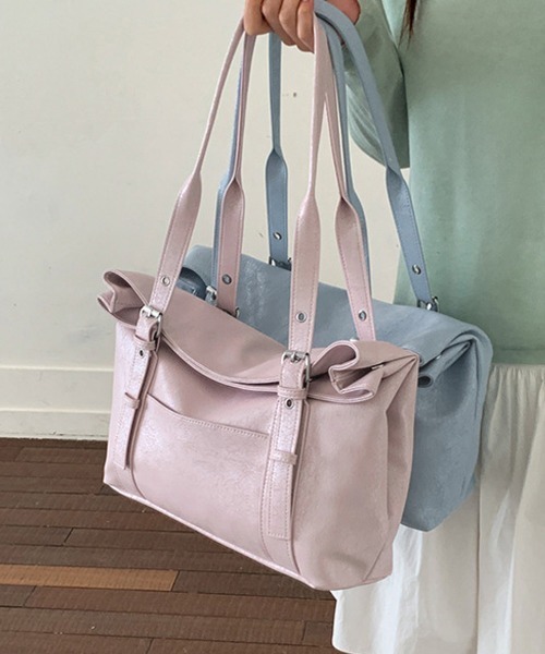 Miniministore(ミニミニストア)の「韓国風トートバッグミニマルボストンバッグ(トートバッグ・レディース・オフホワイト/ピンク/ライトブルー/ブラック/ブラウン・FREE)」の16枚目の写真
