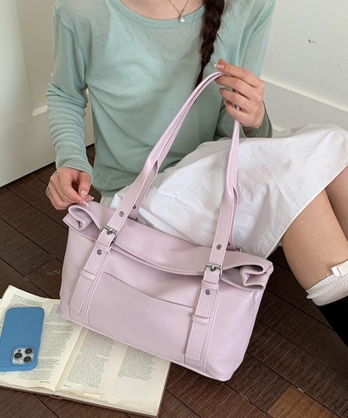 Miniministore(ミニミニストア)の「韓国風トートバッグミニマルボストンバッグ(トートバッグ・レディース・オフホワイト/ピンク/ライトブルー/ブラック/ブラウン・FREE)」の20枚目の写真