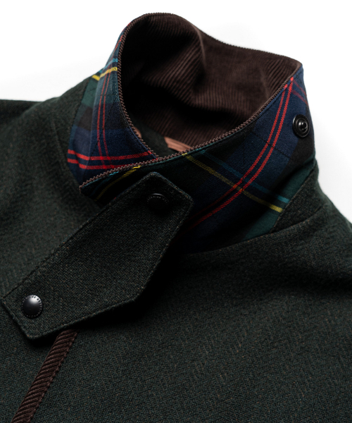 EDINBURGH CLUB（エディンバラクラブ）の「WOOL BLENDED HERRINGBONE HUNTING JACKET [D/GREEN]（ミリタリージャケット・メンズ・ダークグリーン・SMALL/MEDIUM/LARGE/X-LARGE）」の4枚目の写真