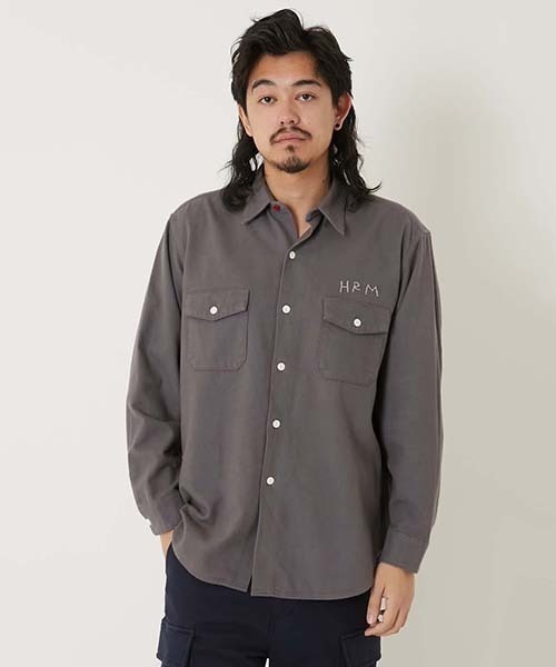 HOLLYWOOD RANCH MARKET（ハリウッドランチマーケット）の「ハンドエンブロイダリー シャムースワークシャツ（シャツ/ブラウス・メンズ・ナチュラル/チャコールグレー・S/XL/M/L）」の3枚目の写真