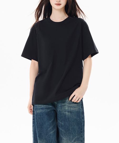 Amulet(アミュレット)の「着回し自在のシンプルな定番アイテム クルーネック半袖Tシャツ(Tシャツ/カットソー・レディース・グリーン/ブラック/ホワイト/アイボリー・S/M/L/XL)」の11枚目の写真
