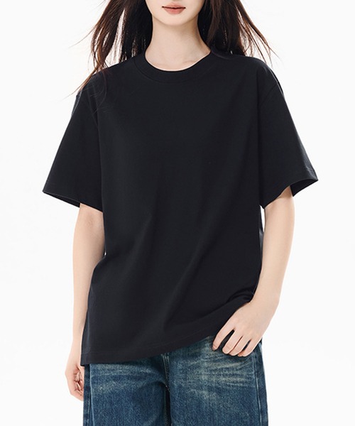 Amulet(アミュレット)の「着回し自在のシンプルな定番アイテム クルーネック半袖Tシャツ(Tシャツ/カットソー・レディース・グリーン/ブラック/ホワイト/アイボリー・S/M/L/XL)」の12枚目の写真