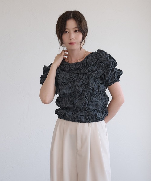 raffime(ラフィミー)の「【Raffime】くしゅくしゅシャーリングトップス(シャツ/ブラウス・レディース・ネイビー/ブラウン/ボルドー・フリー)」の21枚目の写真