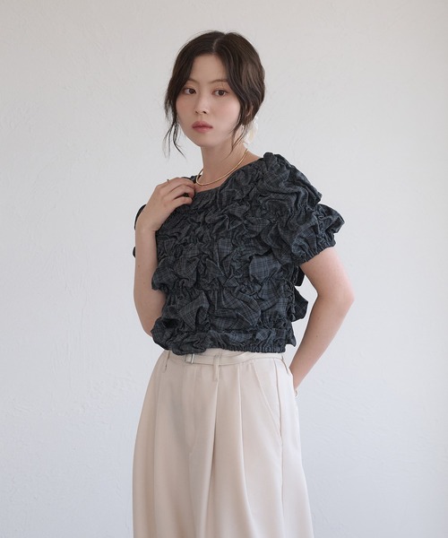 raffime(ラフィミー)の「【Raffime】くしゅくしゅシャーリングトップス(シャツ/ブラウス・レディース・ネイビー/ブラウン/ボルドー・フリー)」の19枚目の写真