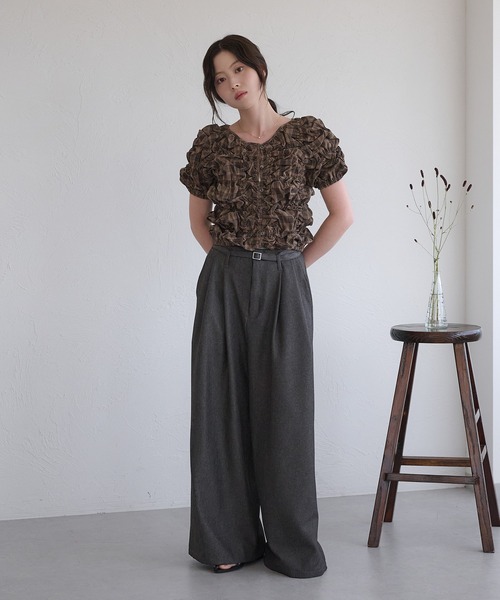 raffime(ラフィミー)の「【Raffime】くしゅくしゅシャーリングトップス(シャツ/ブラウス・レディース・ネイビー/ブラウン/ボルドー・フリー)」の16枚目の写真