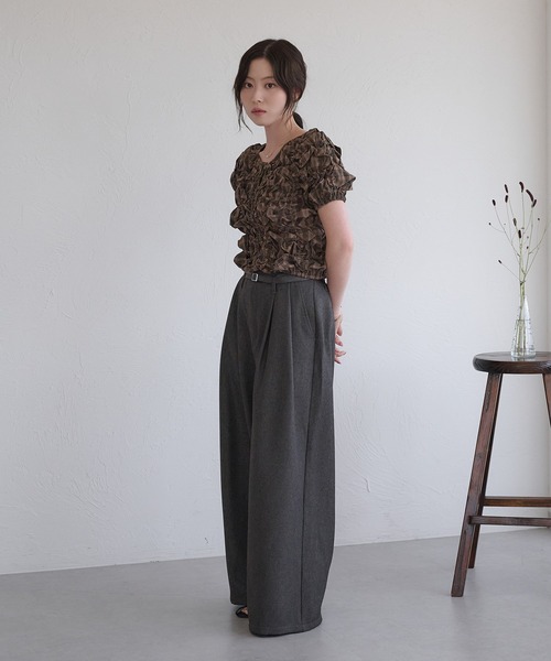 raffime(ラフィミー)の「【Raffime】くしゅくしゅシャーリングトップス(シャツ/ブラウス・レディース・ネイビー/ブラウン/ボルドー・フリー)」の13枚目の写真