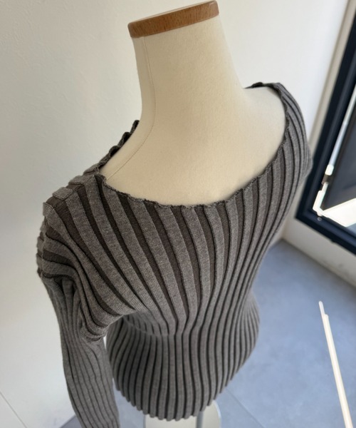 ap retro(アプレトロ)の「【ap retro basic】ワイドリブボートネックニット(ニット/セーター・レディース・ブラック/モカ/チャコール/ライトベージュ・FREE)」の18枚目の写真