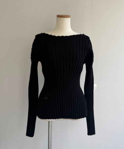 ap retro(アプレトロ)の「【ap retro basic】ワイドリブボートネックニット(ニット/セーター・レディース・ブラック/モカ/チャコール/ライトベージュ・FREE)」の20枚目の写真