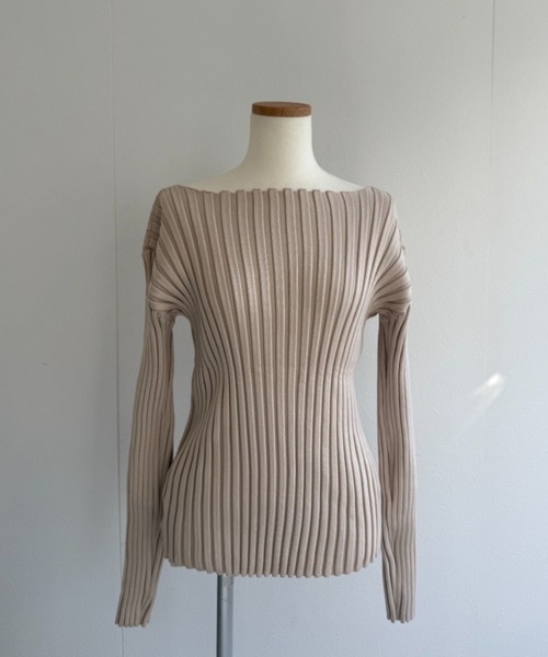 ap retro(アプレトロ)の「【ap retro basic】ワイドリブボートネックニット(ニット/セーター・レディース・ブラック/モカ/チャコール/ライトベージュ・FREE)」の16枚目の写真