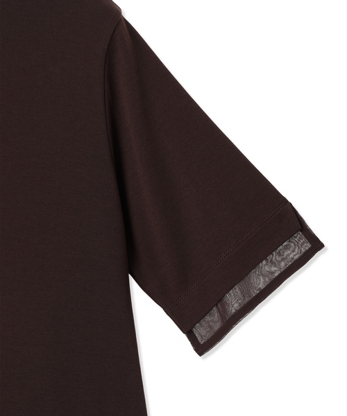 A/C DESIGN BY ALPHA CUBIC(エーシーデザインバイアルファキュービック)の「シフォンドッキングTシャツ【接触冷感・UVカット】(Tシャツ/カットソー・レディース・ネイビー/ブラウン・M/L/LL)」の16枚目の写真