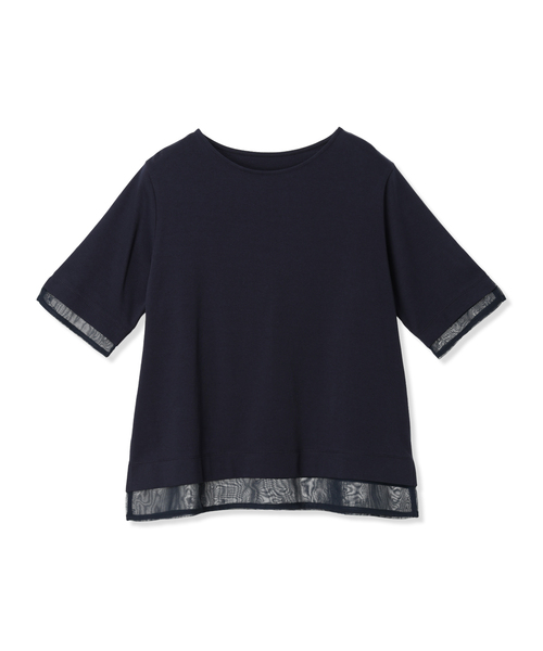A/C DESIGN BY ALPHA CUBIC(エーシーデザインバイアルファキュービック)の「シフォンドッキングTシャツ【接触冷感・UVカット】(Tシャツ/カットソー・レディース・ネイビー/ブラウン・M/L/LL)」の20枚目の写真