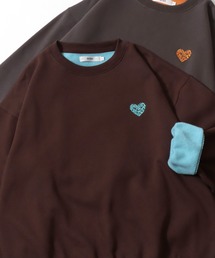 SITRY（シトリー）の「SITRY Heart Embroidery Color Scheme Sweat Shirt/別注 オーバーサイズ ハートロゴ ワンポイントラメ刺繍 裏起毛 配色 トレーナー スウェット レディース メンズ（スウェット）」