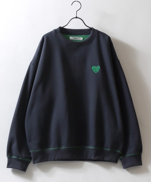 SITRY(シトリー)の「SITRY Heart Embroidery Color Scheme Sweat Shirt/別注 オーバーサイズ ハートロゴ ワンポイントラメ刺繍 裏起毛 配色 トレーナー スウェット レディース メンズ(スウェット・レディース・ネイビー/グレー/ブラウン/ブラック/グレー系その他2/ブラック系その他/グレー系その他/チャコール/ブルー系その他/ブラウン系その他・M/L/XL)」の15枚目の写真