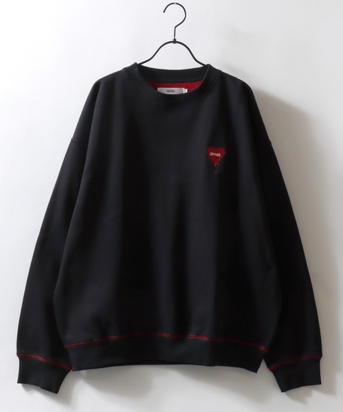 SITRY(シトリー)の「SITRY Heart Embroidery Color Scheme Sweat Shirt/別注 オーバーサイズ ハートロゴ ワンポイントラメ刺繍 裏起毛 配色 トレーナー スウェット レディース メンズ(スウェット・レディース・ネイビー/グレー/ブラウン/ブラック/グレー系その他2/ブラック系その他/グレー系その他/チャコール/ブルー系その他/ブラウン系その他・M/L/XL)」の16枚目の写真