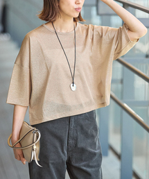 IENA | ラメハーフスリーブTシャツ(Tシャツ/カットソー)