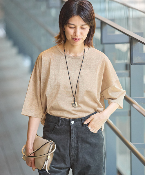 IENA（イエナ）の「ラメハーフスリーブTシャツ（Tシャツ/カットソー・レディース・グレー/ゴールド・FREE）」の9枚目の写真