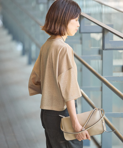 IENA（イエナ）の「ラメハーフスリーブTシャツ（Tシャツ/カットソー・レディース・グレー/ゴールド・FREE）」の12枚目の写真
