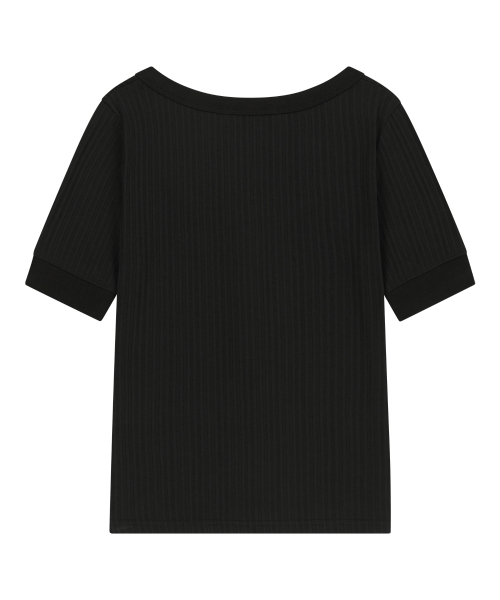FOR THE WEATHER(フォーザウェザー)の「ディープUネック配色Tシャツ(ブラック)(Tシャツ/カットソー・レディース・その他・ONE SIZE)」の3枚目の写真