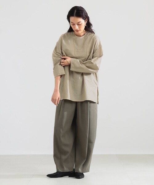 Demi-Luxe BEAMS（デミルクス ビームス）の「コットン ナイロン ヨーク切り替え プルオーバー（シャツ/ブラウス・レディース・ネイビー/ブラウン系その他2・ONE SIZE）」の4枚目の写真