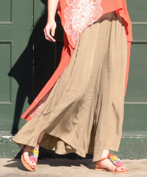 チャイハネ（チャイハネ）の「【チャイハネ】yul 無地シンプルワイドパンツ（その他パンツ・レディース・ベージュ/ターコイズブルー/ブラック/ブルー/グリーン/イエロー/ミント/ピンク/カーキ・FREE）」の2枚目の写真