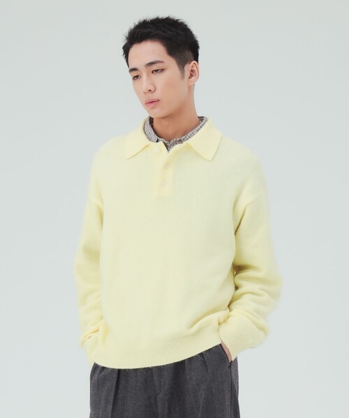 BEAMS HEART(ビームスハート)の「アンゴラ混 シャギー ニットポロシャツ(ニット/セーター・メンズ・サックスブルー/イエロー・LARGE/SMALL/MEDIUM)」の6枚目の写真