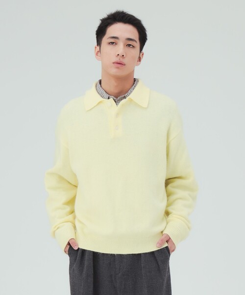 BEAMS HEART(ビームスハート)の「アンゴラ混 シャギー ニットポロシャツ(ニット/セーター・メンズ・サックスブルー/イエロー・LARGE/SMALL/MEDIUM)」の5枚目の写真