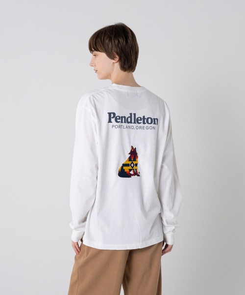PENDLETON（ペンドルトン）の「ドライタッチコットン バックプリント×刺繍ロングスリーブTシャツ（Tシャツ/カットソー・メンズ・オフホワイト/ローズ/ライラック/ブラック・SMALL/X-LARGE/MEDIUM/LARGE）」の7枚目の写真