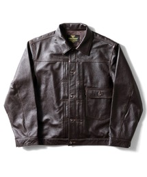 HOUSTON（ヒューストン）の「HOUSTON ヒューストン COW LEATHER TRACK JACKET カウレザー トラックジャケット（ブルゾン）」