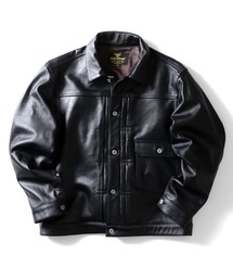 HOUSTON（ヒューストン）の「HOUSTON ヒューストン COW LEATHER TRACK JACKET カウレザー トラックジャケット（ブルゾン）」