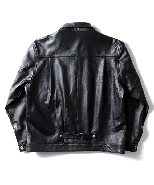 HOUSTON（ヒューストン）の「HOUSTON ヒューストン COW LEATHER TRACK JACKET カウレザー トラックジャケット（ブルゾン・メンズ・ブラック/ブラウン・42/40/38）」の8枚目の写真
